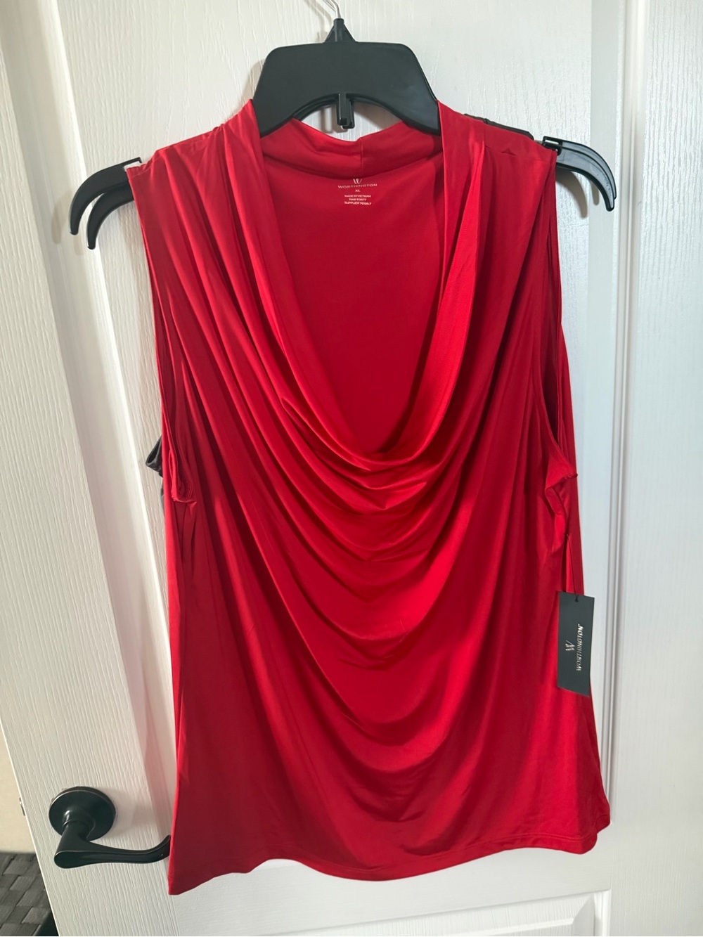 Worthington Red Draped Cowl Neck Sleeveless Camisole
